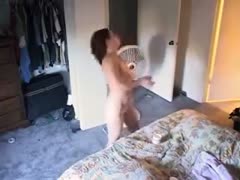 Beautiful redhead cheating wife dries her hair and dresses up after shower